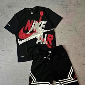 conjunto remera short jordan negro